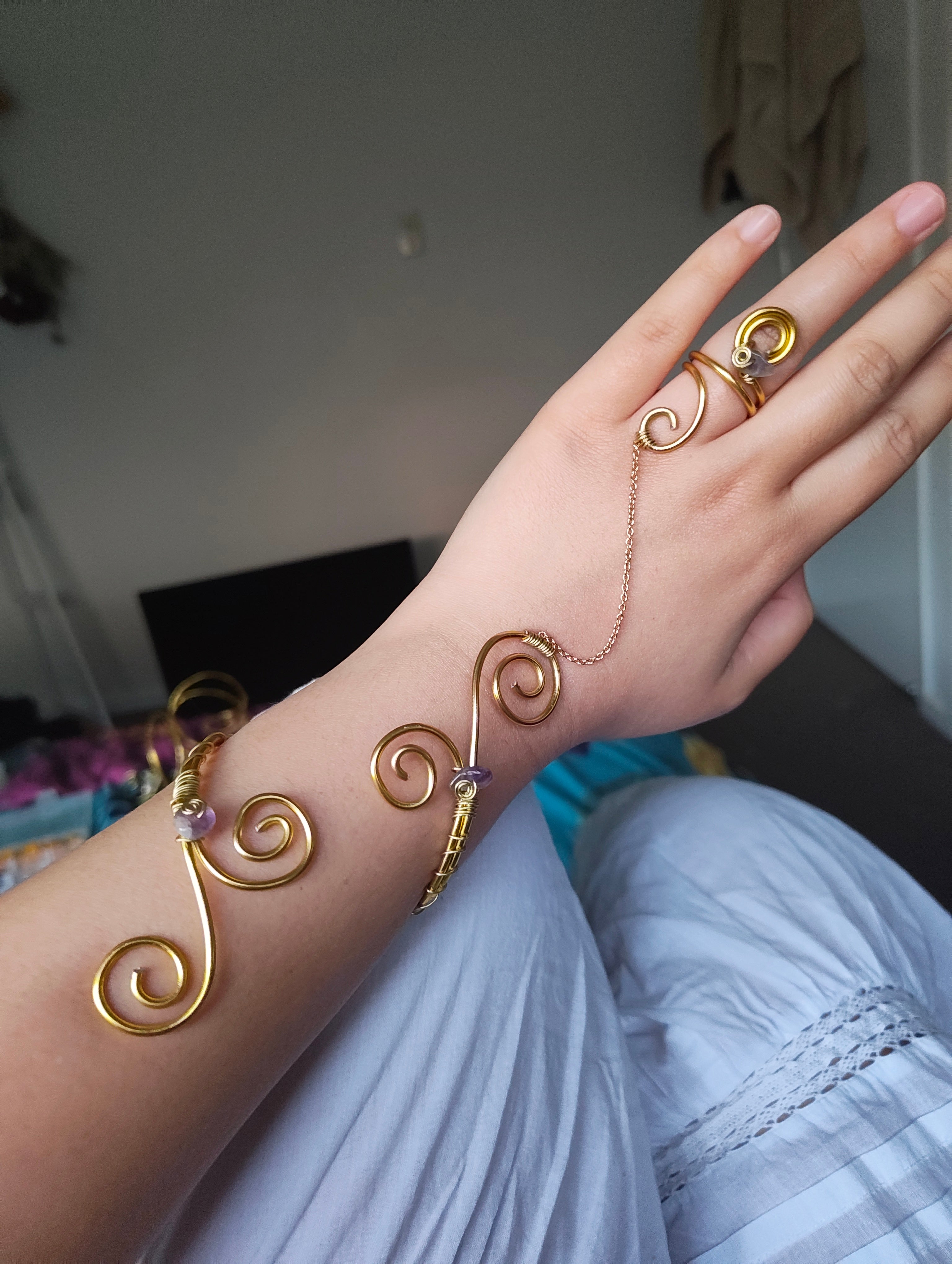 Gold Amethyst bracelet and ring